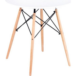 Στρογγυλό Τραπέζι με ξύλινα πόδια και μεταλλικές λεπτομέρειες σε λευκό χρώμα, 60x24x60 cm, DT-012 - ModernHome