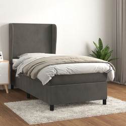 vidaXL Κρεβάτι Boxspring με Στρώμα Σκούρο Γκρι 100x200cm 3129076