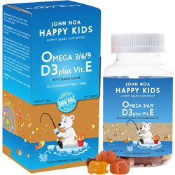 John Noa Happy Kids Omega 3 6 9 D3 Plus Vit E για Παιδιά Πορτοκάλι 90 Ζελεδάκια