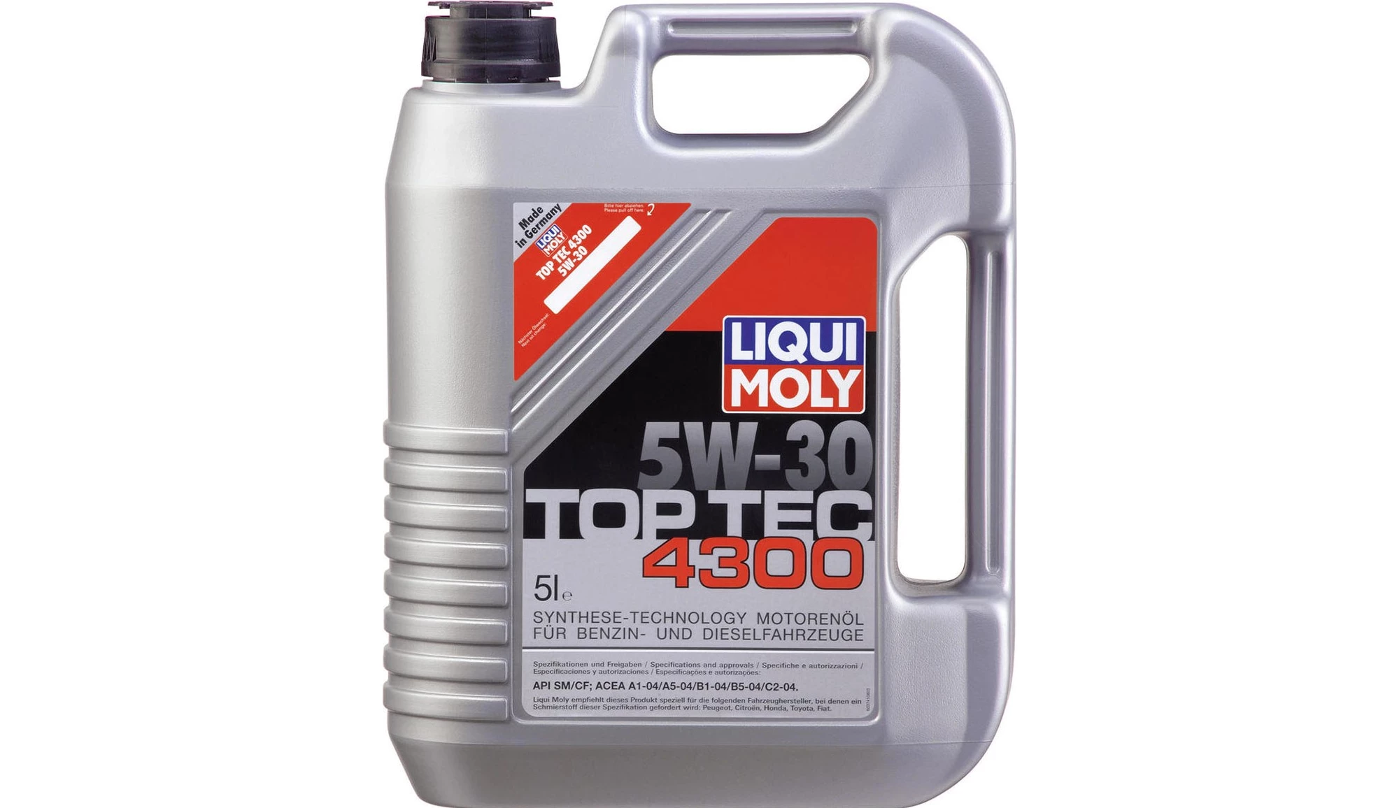 Liqui Moly Top Tec 4300 5W-30 Engine Oil 5L 2324 C2 Peugeot Citroen ACEA C2