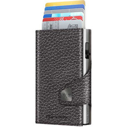 Tru Virtu Click +amp Slide Δερμάτινο Πορτοφόλι Καρτών με RFID και Μηχανισμό Slide Pebble Brown/Silver (24104004417)