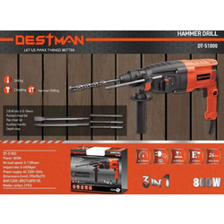 Destman DT-51800 Κρουστικό Κατεδαφιστικό Πιστολέτο Ρεύματος 800W με SDS Plus