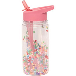 Petit Monkey Macaron Pops Peony Παιδικό Μπουκάλι Πλαστικό BPA Free με Καλαμάκι Ροζ 300ml PTM-DB37