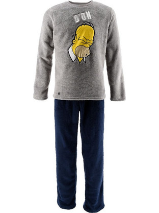 Ανδρική χειμερινή Πιτζάμα fleece SIMPSON, Χρώμα Γκρι