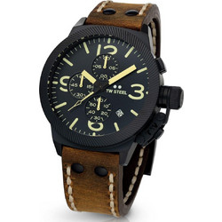 TW Steel Canteen Ανδρικό Ρολόι Χρονογράφος με Καφέ Δερμάτινο Λουράκι CS107