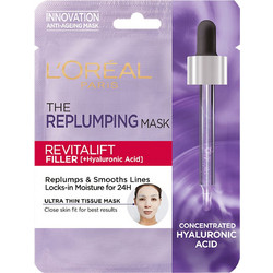 L'Oreal Paris Revitalift Filler The Replumping Tissue Κρεμώδης Μάσκα Προσώπου για Ενυδάτωση & Αντιγήρανση με Υαλουρονικό 30gr