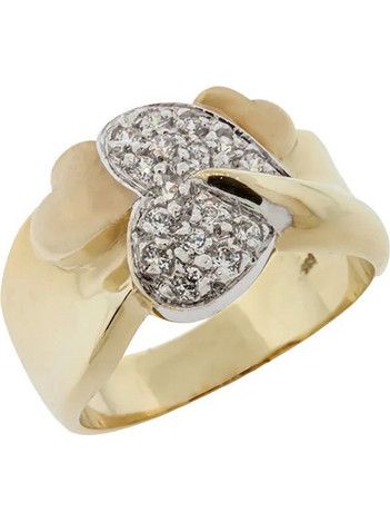 Million Diamonds Γυναικείο Δαχτυλίδι Καρδιά από Χρυσό 14K με Ζιργκόν RZ1009