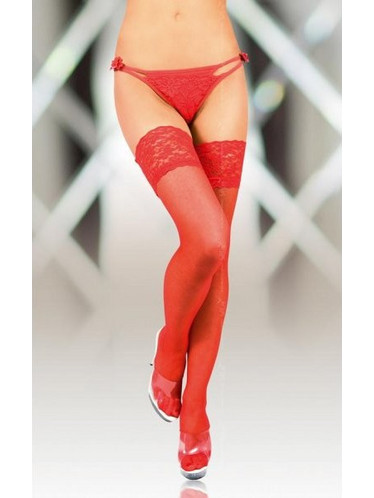 Red Silicone Stockings - Κόκκινες Κάλτσες με Σιλικόνη & Plus Size - SOFTLAND