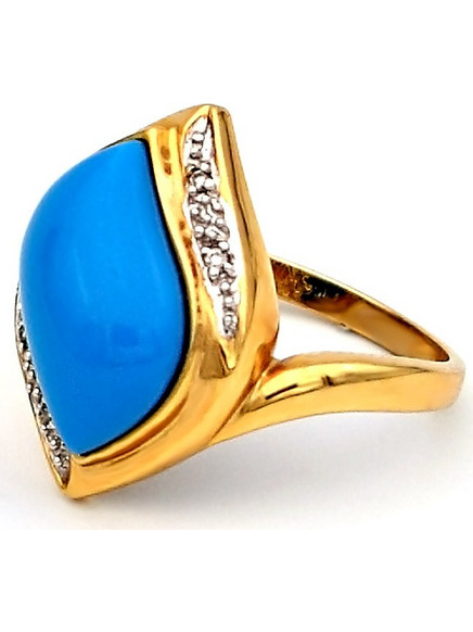 Δαχτυλίδι χρυσό Κ14 με Turquoise και διαμάντια - M303506