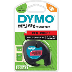 Dymo LTag Tape D 91201 Plastic/Red Ταινία Ετικετογράφου Πλαστική/Κόκκινη 12mm x 4m 2098440 (Use also for Dymo LetraTag 200B)