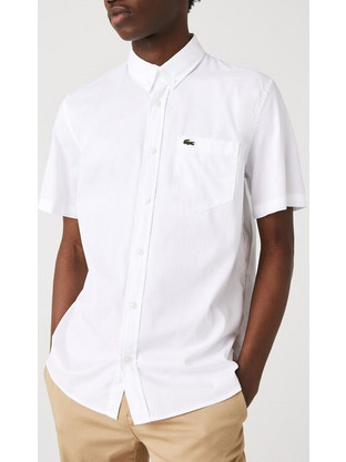 Lacoste Ανδρικό Πουκάμισο Κοντομάνικο CH2949 White