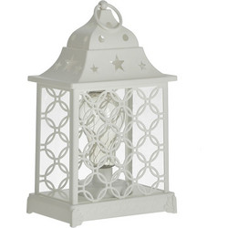 Φανάρι Led Ξύλινο-Γυάλινο Λευκό inart 11x18x29εκ. 3-70-151-0710 - inart - 3-70-151-0710