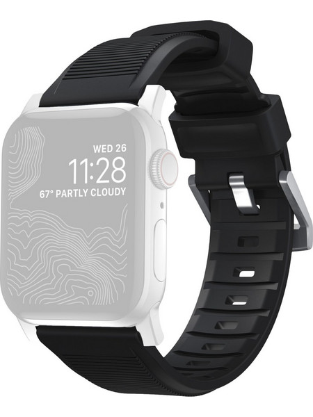 Nomad Rugged Λουράκι Σιλικόνης Black / Silver (Apple Watch 42 / 44 / 45 / 49mm)