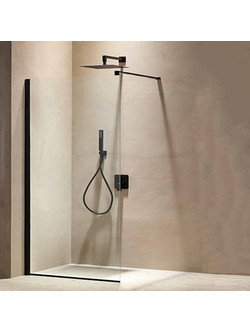 Tema Walkin Black Μοντέρνα Μαύρη Καμπίνα Ντουζιέρας Σταθερή 8mm Διάφανο +5 Διαστάσεις Nano 195Υ 100*195 cm