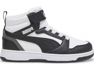 Puma Rebound V6 MID Παιδικά Sneakers Μποτάκια Μαύρα Λευκά 393832-01