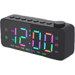 RGB Color Changing LED Digital Alarm Clock with FM Radio Built-in 8 Natural Music(Black) (OEM)