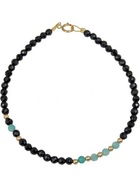 Χρυσό βραχιόλι με black spinel και πέτρες Αμαζονίτη Κ14 045794 045794 Χρυσός 14 Καράτια