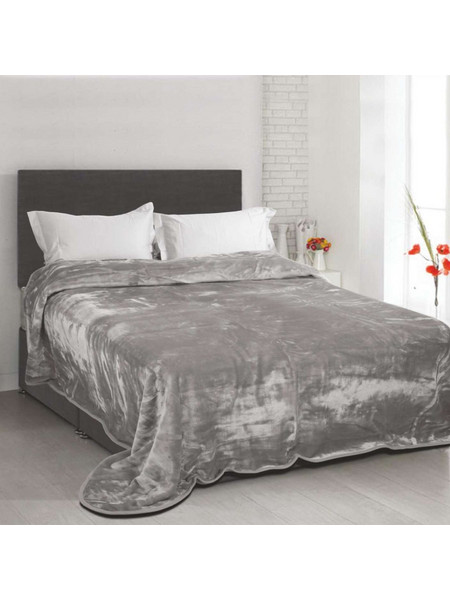 Κουβέρτα Μονόχρωμη Velvet Γκρι 220x240 550gr