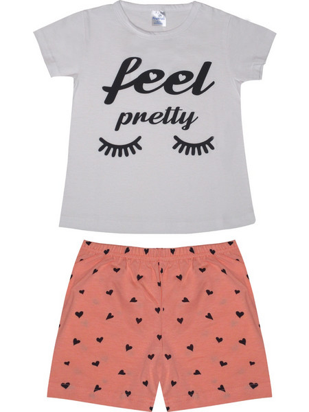 Pretty Baby Παιδική Πιτζάμα Βαμβακερή Καλοκαιρινή Λευκή Κόκκινη 63141