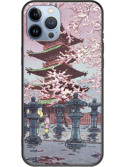 Θήκη Ukiyo-e - Cherry Blossom iPhone 12 Pro Black TPU (Μαύρη Σιλικόνη)