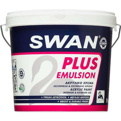 Swan Plus Emulsion Ακρυλικό Χρώμα Εξωτερικού Χώρου Λευκό 9lt