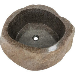 Ravenna Bucket Natura Επικαθήμενος Νιπτήρας Μπάνιου Στρογγυλός Πέτρινος Γκρι 040670
