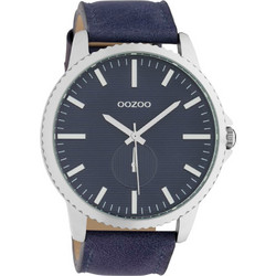 Oozoo Ανδρικό Ρολόι με Μπλε Δερμάτινο Λουράκι C10332