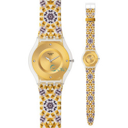 Swatch Seminato Γυναικείο Ρολόι με Πολύχρωμο Υφασμάτινο Λουράκι SFW107