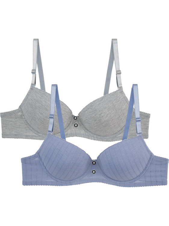 2 Pack ComfortChic σουτιέν Push Up B Cup με μπανέλα λιλά - γκρι