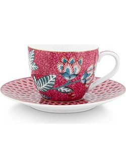 Pip Studio Flower Festival Φλιτζάνι Espresso Πορσελάνης Ροζ 120ml 51004144