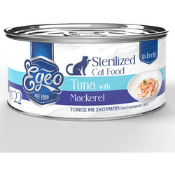 Egeo Pet Food Sterilised Adult with Tuna & Mackerel in Broth 70gr