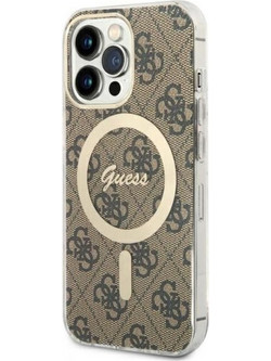 Guess 4G IML MagSafe Back Cover Σιλικόνης για iPhone 13 Pro Καφέ