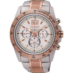 Seiko Ανδρικό Ρολόι Χρονογράφος Αυτόματο με Ασημί Ροζ Χρυσό Μεταλλικό Μπρασελέ SPC234P1