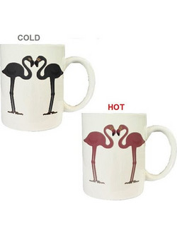 Κούπα Σχέδιο 2 Lovers Flamingo Black που Αλλάζουν Χρώμα με την Θερμοκρασία / Mug Ceramic 2 Lovers Black Flamingo Change Color