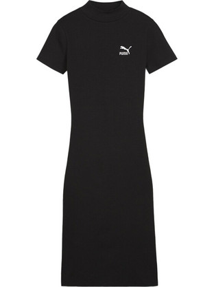 Puma Classics Ribbed Midi Καλοκαιρινό Καθημερινό Φόρεμα Μαύρο 624256-01
