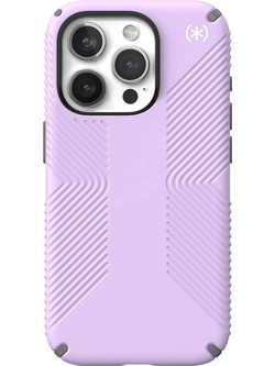 Speck (150563-9979) Iphone 15 Pro Magsafe Case, Presidio2 Grip (Spring Purple / Cloudy Grey/White )