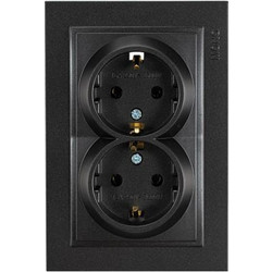 Πρίζα Σούκο Διπλή χωνευτή 16A 250V Μαύρο 152-10336 MONO ELECTRIC Despina by Eurolamp