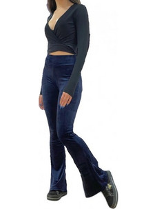 Ider Γυναικείο Κολάν Βελουτέ Μπλε 13006