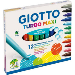 Giotto Turbo Μaxi Super Washable Μαρκαδόροι Ζωγραφικής Σετ 12 Χρώματα