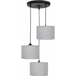 Heronia Lighting ΗΚ-04 Κρεμαστό Φωτιστικό Οροφής Τρίφωτο E27 Γκρι Φ20cm 14-0151