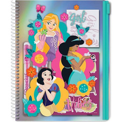 Σημειωματάριο Disney σπιράλ A5 σε pvc θήκη με Zip princess ασημί (000563984)