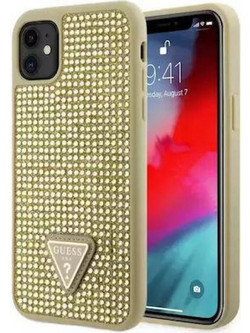 Θήκη κινητού Guess Rhinestones Triangle Metal Logo for iPhone 11 Gold