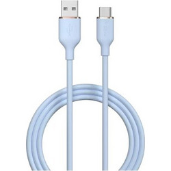 DEVIA JELLY SERIES A SILICONE CABLE USB TO USB TYPE-C (2.4A 1.2M) - BLUE