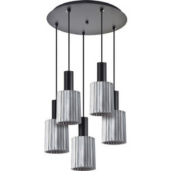 Home Lighting Κρεμαστό Φωτιστικό Οροφής Πολύφωτο Μαύρο SE21-BL-4-5BL-GL1 77-8488