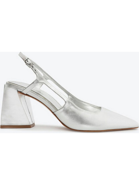 Schutz Blanche Γόβες Slingback Δερμάτινες με Χοντρό Τακούνι Ασημί S2145400060004