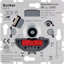 Ρυθμιστής Φωτισμού Dimmer LED 100W/Αλογόνου 500W Επαγωγικού Μ/Σ Berker 2873 Hager 2873