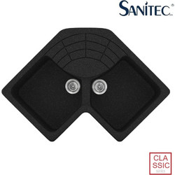 Sanitec Classic 310 Επικαθήμενος Νεροχύτης Γωνιακός Γρανίτη Ματ 83x Granite Black 83x50cm