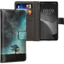 KWmobile Θήκη - Πορτοφόλι Google Pixel 7a - Cosmic Nature / Galaxy Tree Meadow / Blue / Grey / Black (61882.01)
