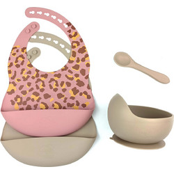 BabyCloud Βρεφικό Σετ Φαγητού Σιλικόνης Beige Pink 4τμχ
