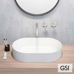 GSI Kube-X Επικαθήμενος Νιπτήρας Μπάνιου Οβάλ Πορσελάνης 60x37cm Λευκός 9458-300